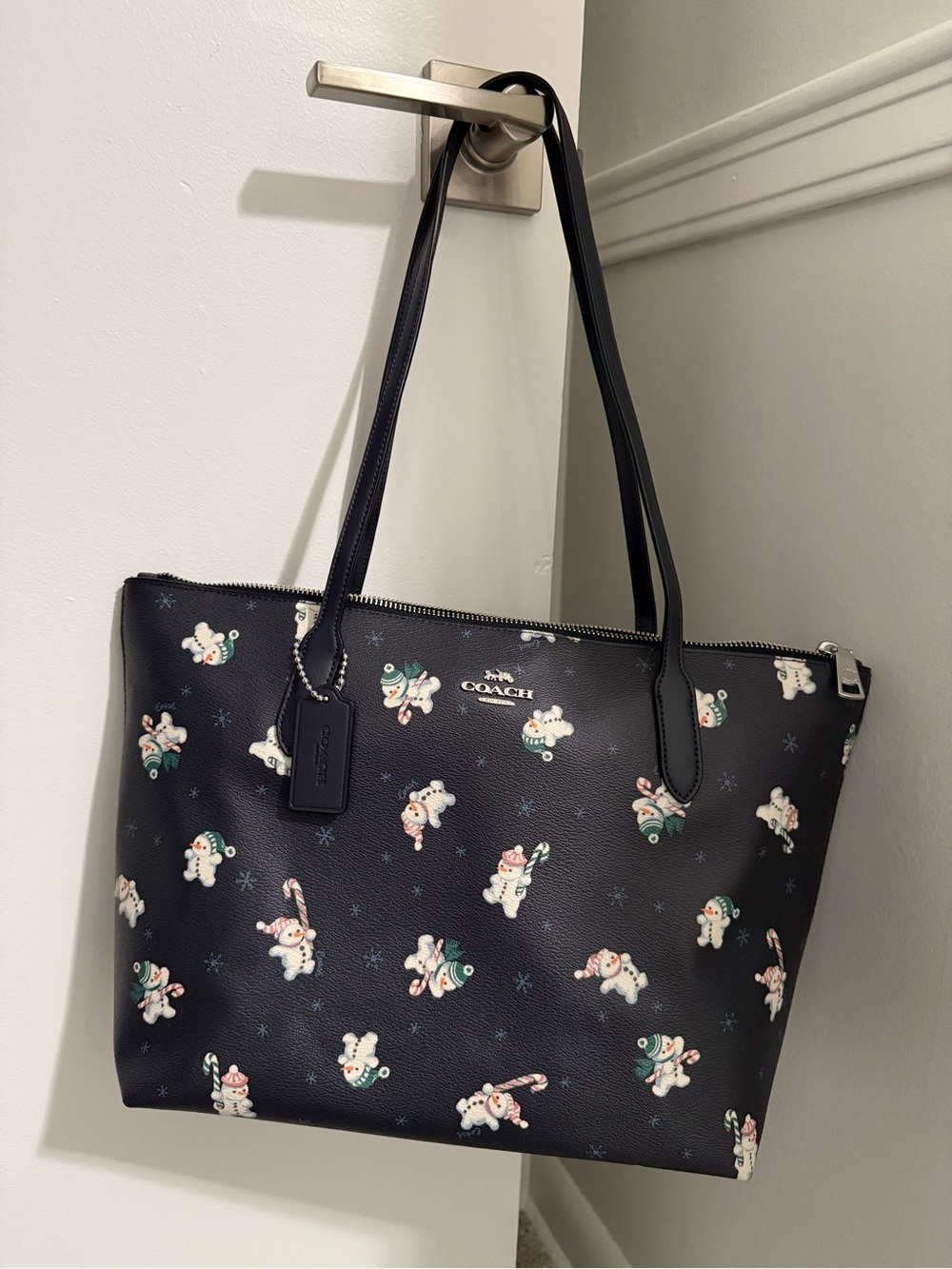 Coach Navy Holiday Polar Bear Tote Bag NWOT